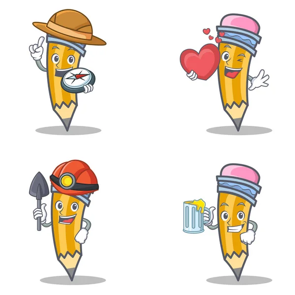 Explorer kalp madenci suyu ile kalem karakter kümesi