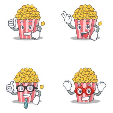 Patlamış mısır karakteri ile gurur iyi işadamı kahraman kümesi