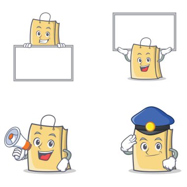 Yönetim Kurulu megafon polis ile çanta karakteri ayarla