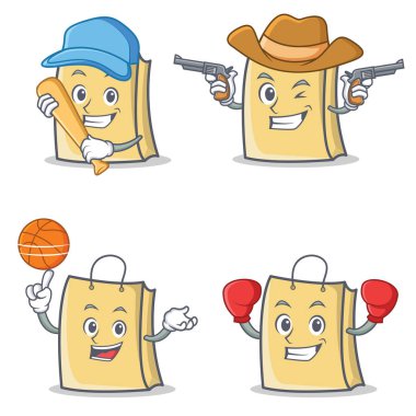 Beyzbol cowboybasketball boks ile çanta karakteri ayarla