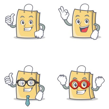 Gurur iyi işadamı kahraman ile çanta karakter kümesi