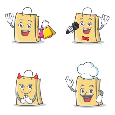 Alışveriş karaoke şeytan ile çanta karakteri iyi ayarla