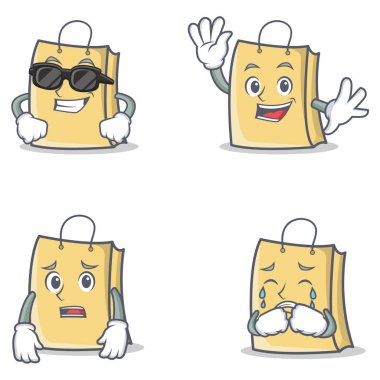 Serin sallayarak korkmuş ağlıyor ile çanta karakter kümesi