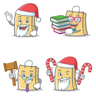 Noel Baba kitap yargıç şeker ile çanta karakter kümesi