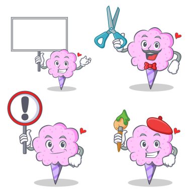 Pamuk şeker karakter kümesi yönetim kurulu işareti Kuaför sanatçı ile