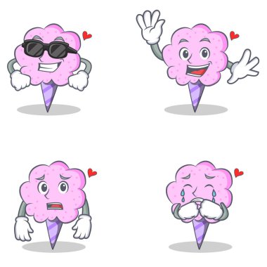 Pamuk şeker karakter serin sallayarak korkuyor ağlamak ayarla