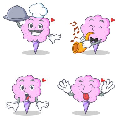 Pamuk şeker karakter kümesi ile Şef trompet sürpriz dilini