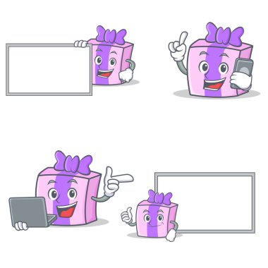 Yönetim Kurulu telefon laptop vektör çizim ile hediye karakter kümesi