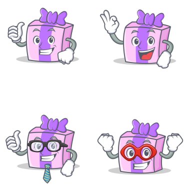 Gurur iyi işadamı kahraman ile hediye karakter kümesi