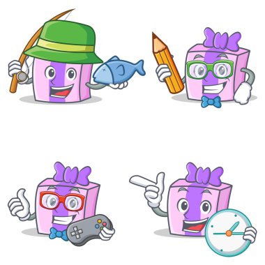 Kalem oyun saat Balık tutma ile hediye karakter kümesi