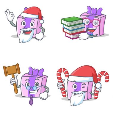 Noel Baba kitap yargıç şeker ile hediye karakter kümesi