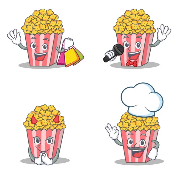 Alışveriş karaoke şeytan Şef ile patlamış mısır karakteri ayarla