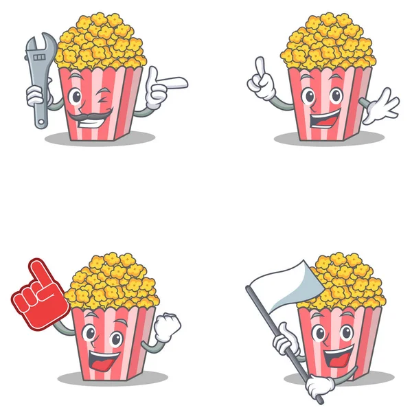 Mekanik Köpük parmak bayrak ile patlamış mısır karakter kümesi