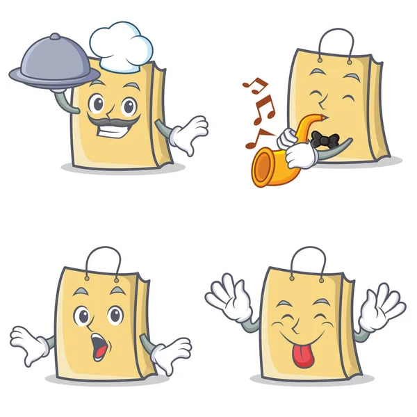 Şef trompet dilini çıkarmış çanta karakter kümesi