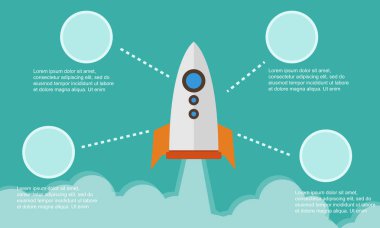 İş Infographic arka plan stili ile roket