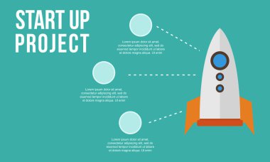 Roket stili arka plan iş Infographic