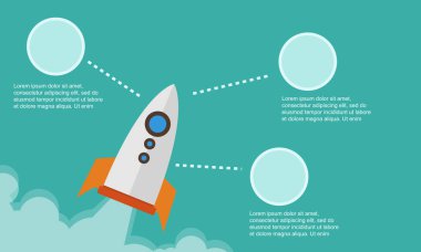 İş Infographic roket stili arka plan ile