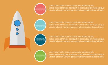 İş Infographic adım stiliyle roket