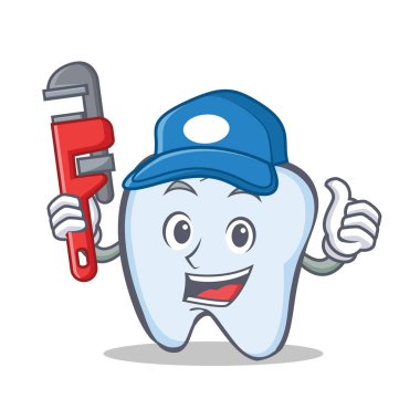Tesisatçı diş karakter karikatür tarzı
