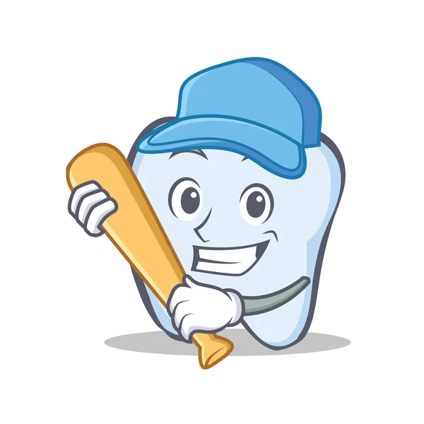 Estilo de desenho animado de personagem dente de beisebol —  Vetores de Stock