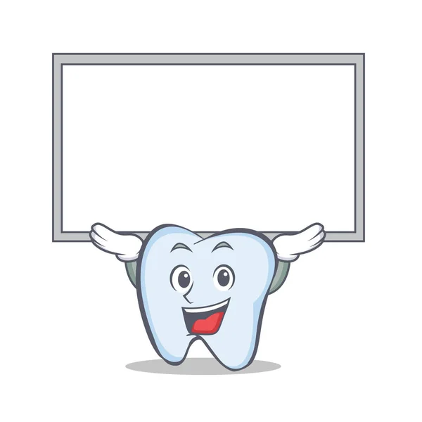 Tooth character cartoon style with board — Stock Vector