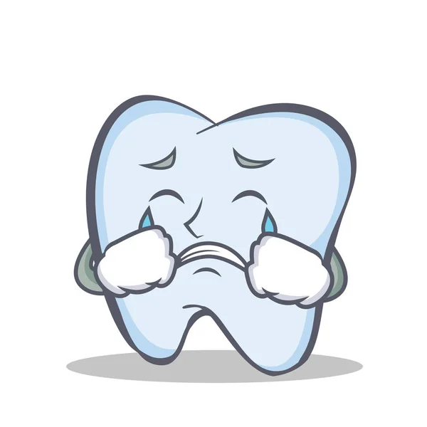 Crying tooth character cartoon style — Stock Vector