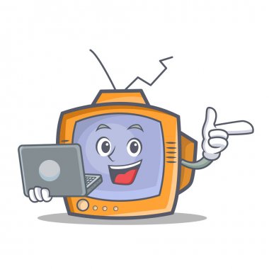 TV karakter karikatür nesne dizüstü bilgisayar ile