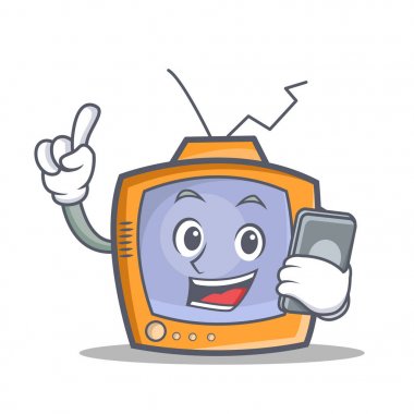 TV karakter karikatür nesne ile telefon