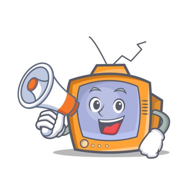 TV karakter karikatür nesne megafon ile