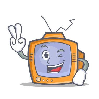 İki Tv karakter karikatür nesne parmak