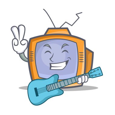 TV karakter karikatür nesne gitar ile