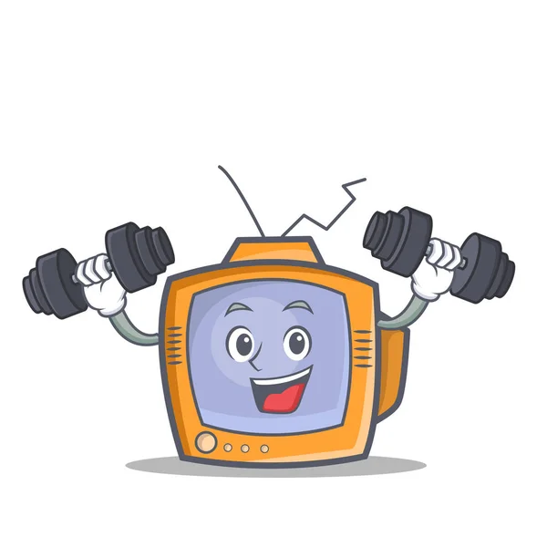Fitness TV carácter objeto de dibujos animados — Vector de stock