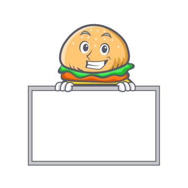 Sırıtan burger karakter fast food yönetim kurulu