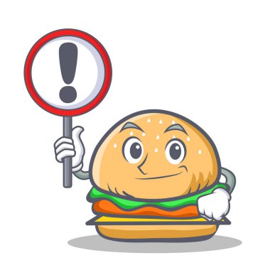 Burger karakter lokanta işareti ile