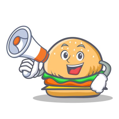 Burger karakter lokanta megafon ile