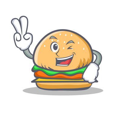 İki hamburger karakter lokanta parmak
