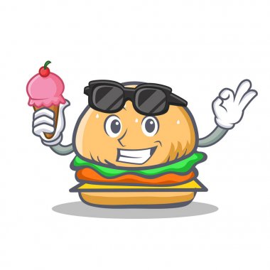 Burger karakter lokanta dondurma ile