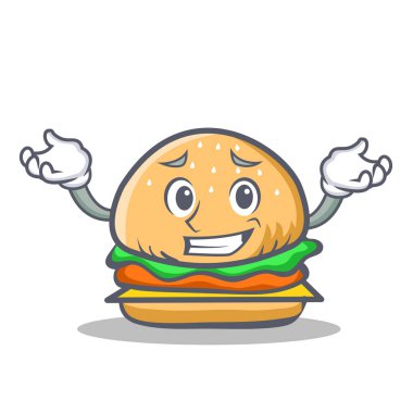 Sırıtan burger karakter lokanta