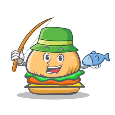 Burger karakter lokanta Balık tutma