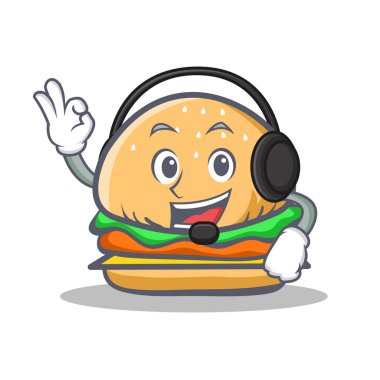 Burger karakter fast food kulaklık