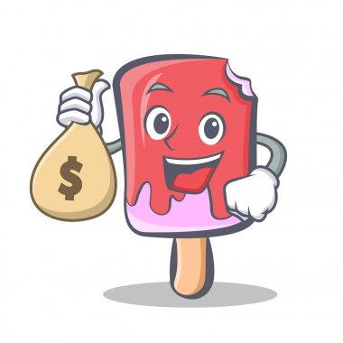 para çantası ile dondurma karakter karikatür