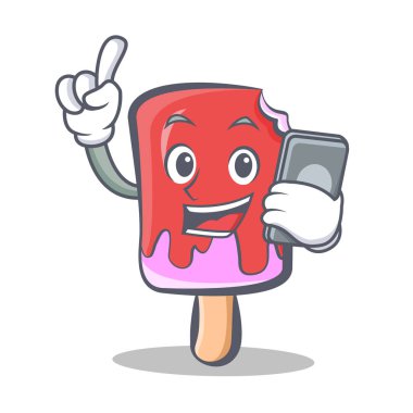 telefon ile dondurma karakter karikatür