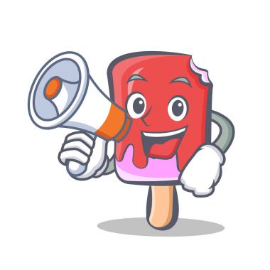 megafon ile dondurma karakter karikatür