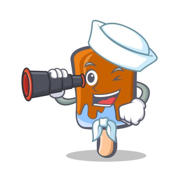 Dürbün ile denizci dondurma karakter karikatür