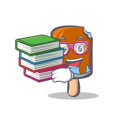 Öğrenci dondurma karakter karikatür kitap ile