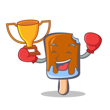 Boks dondurma karakter karikatür kazanan