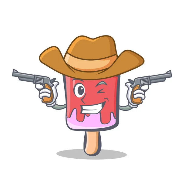 Kovboy dondurma karakter karikatür — Stok Vektör