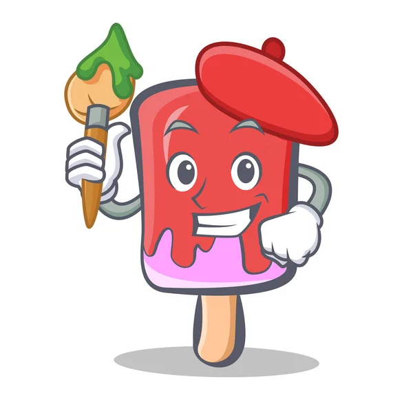 Artiste personnage de crème glacée dessin animé — Image vectorielle