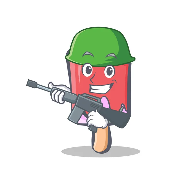 Army ice cream character cartoon — Stock Vector