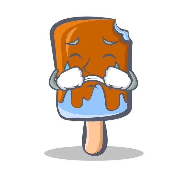 Crying ice cream character cartoon — Stock Vector